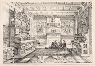 Jídelna, z „Příklady starověkého a moderního nábytku“, 1876